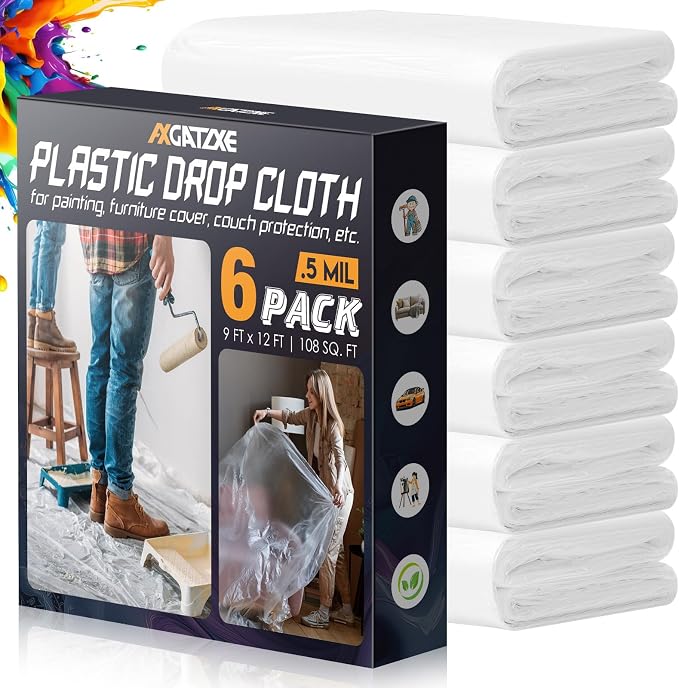 Axgatoxe 12 x 9 Ft Plastic Drop Cloths by AXgatoxe
