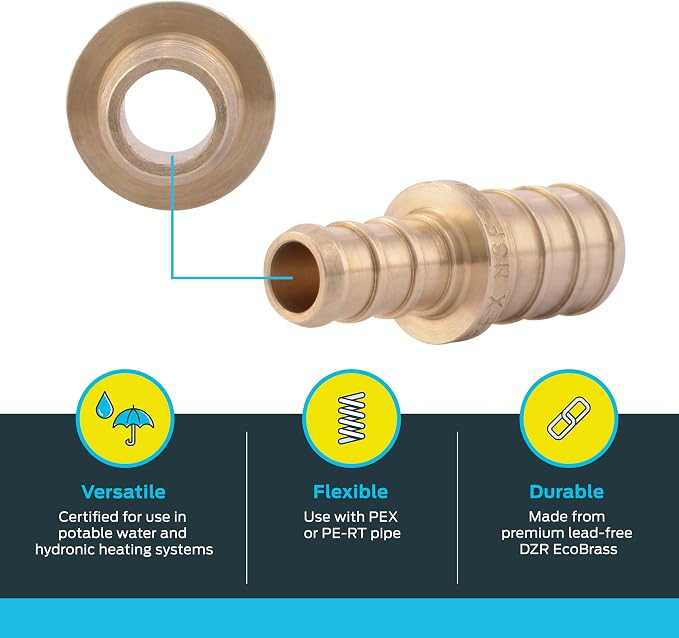SharkBite 3/8 Inch x 1/2 Inch Crimp Reducing Coupling, Brass Plumbing Fitting - Image 3