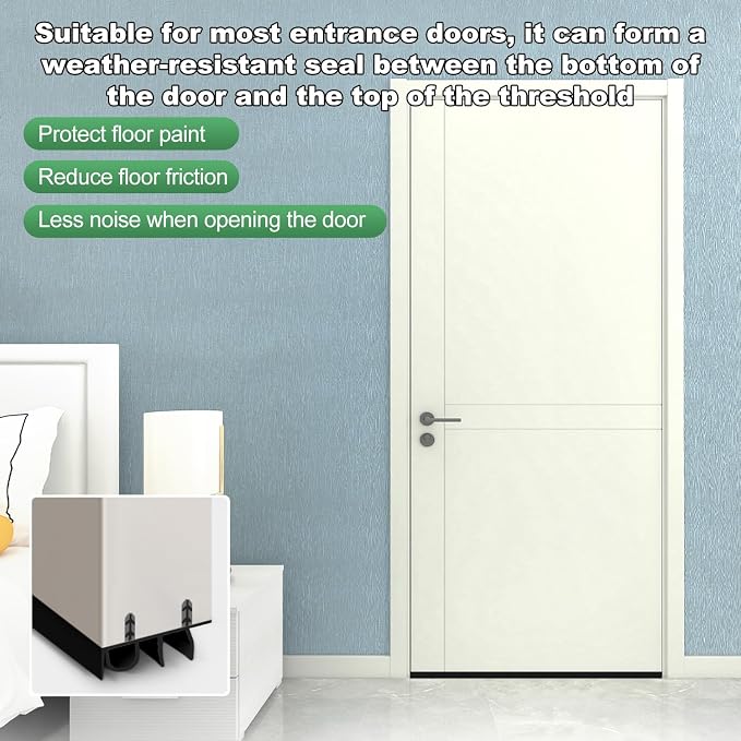 Door Draft Stopper, Cuttable Concealed Kerf/Channel Fit Under Door Seal - Image 4