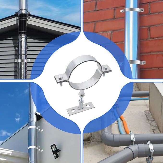 2 PCS 4 Inch Heavy Duty Adjustable Pipe Bracket | Galvanized Steel Split Ring - Image 4