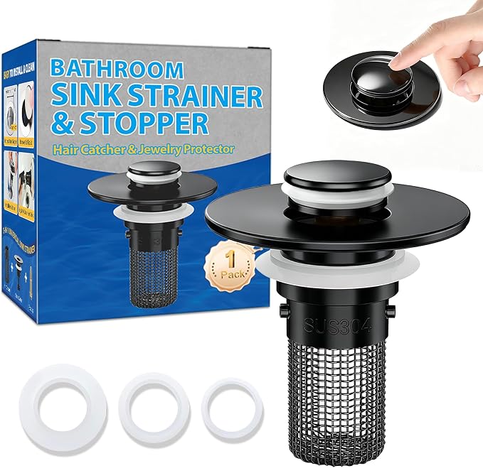 Bathroom Sink Drain Strainer, Pop-Up Bathroom Sink Stopper by YourSimplifiedHome