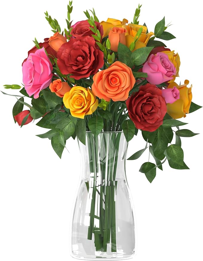 Der Rose 8" Flower Vase Clear Glass Vase by DerRose