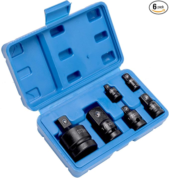 6-Piece Impact Adapter and Reducer Socket Set, 1/4 3/8 1/2 3/4 Inch Female To by HELAKLS