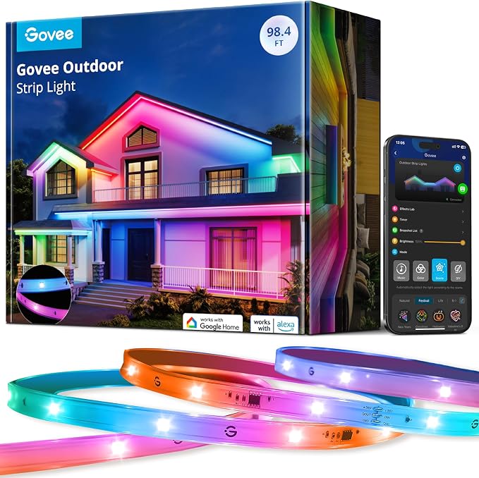 Govee Outdoor LED Strip Lights, 98.4ft Smart Outdoor Lights Work by Unknown