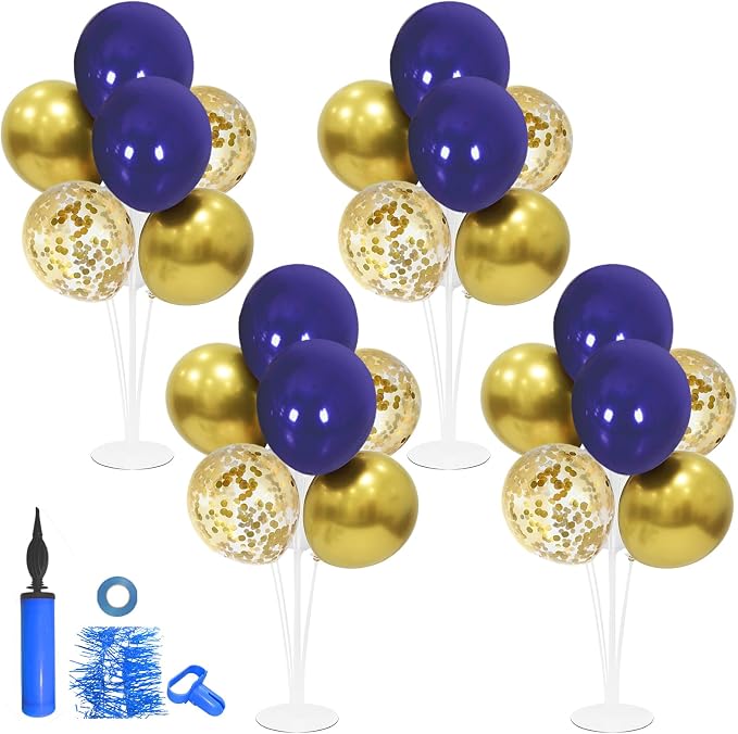 ZJDHPTY 4 Set Blue and Gold Balloon Stand Table Centerpieces Party Decor | - Image 8