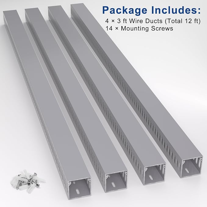 1.6"H x 1.6"W Cable Raceway, 12ft Under Desk Wire Management Channel, 4 Pack - Image 4