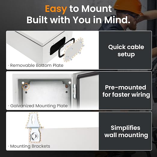 QILIPSU Metal Electrical Box IP65 Waterproof Steel Project Enclosure Lockable - Image 5