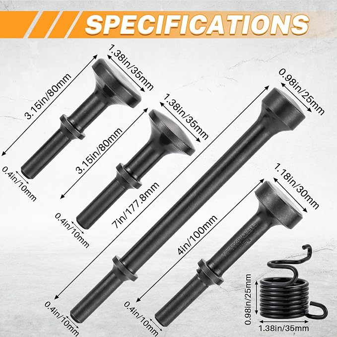 MAOPINER 5 Pcs Pneumatic Air Hammer Chisel Bits, 0.401 Inch Shank | Smoothing - Image 2