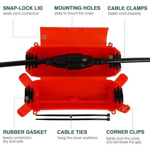 3 Pack Outdoor Extension Cord Waterproof Cover, - Image 2