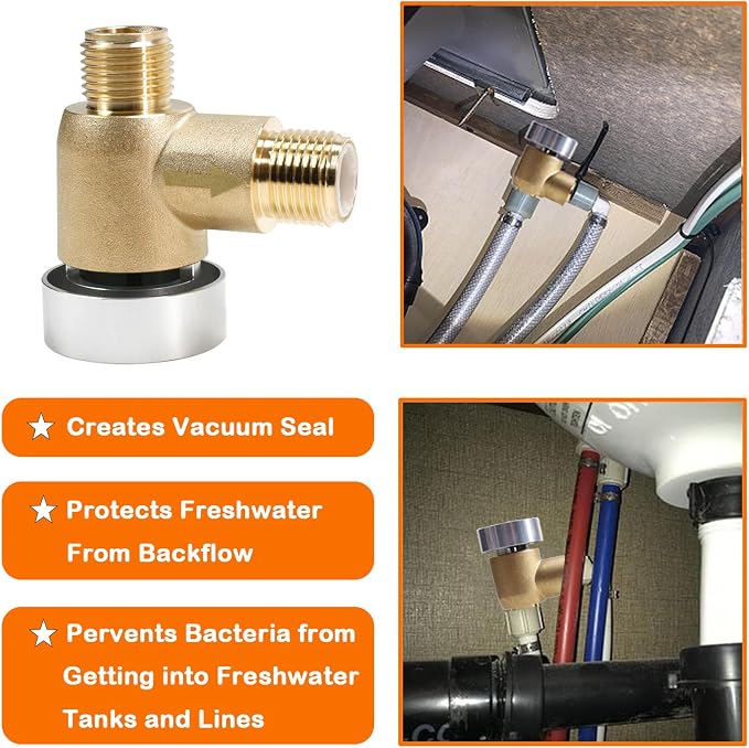 New Upgraded Brass RV Vacuum Breaker Check Valve, 571-VAC-CHK-A Camper RV Black - Image 5