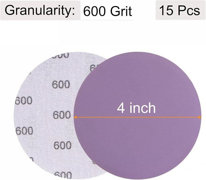 uxcell 15Pcs 4-Inch Purple Sanding Discs 600 Grits Hook and Loop Professional - Image 2