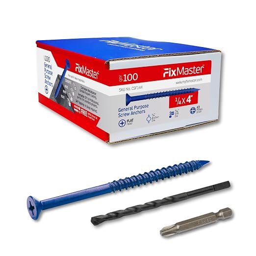 1/4 x 4 Countersunk Phillips Flat Head Blue Concrete Screw Anchors by Unknown