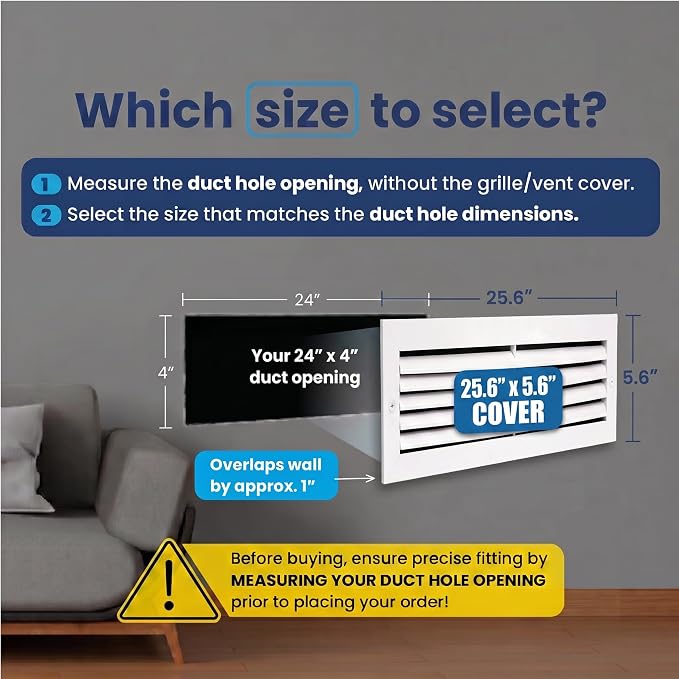 24x4 Aluminum Wall Ceiling Air Return Vent Cover HVAC Rustproof Grille - Image 2