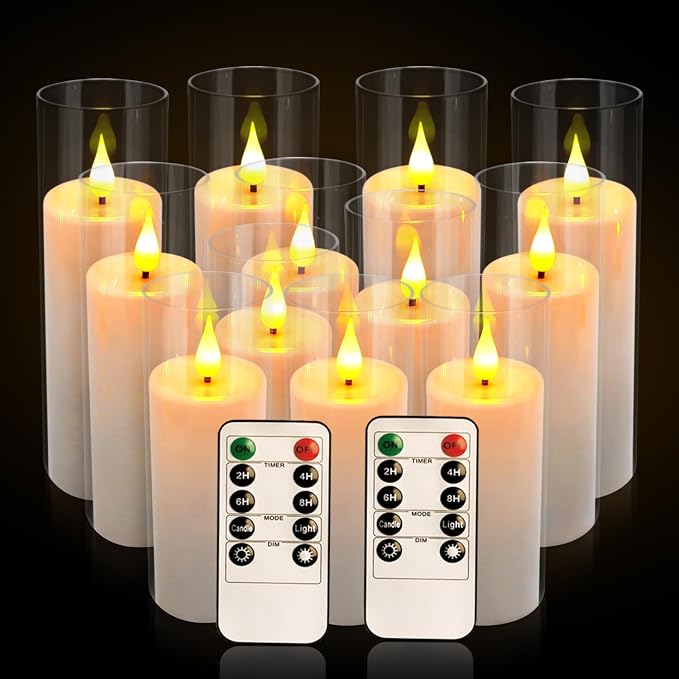 12-Pack White Acrylic Flameless LED Candle Set - Image 3