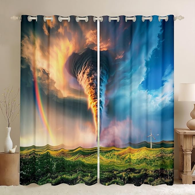 jejeloiu 3D Tornado Blackout Shades Window Treatments Natural Disaster Window by jejeloiu