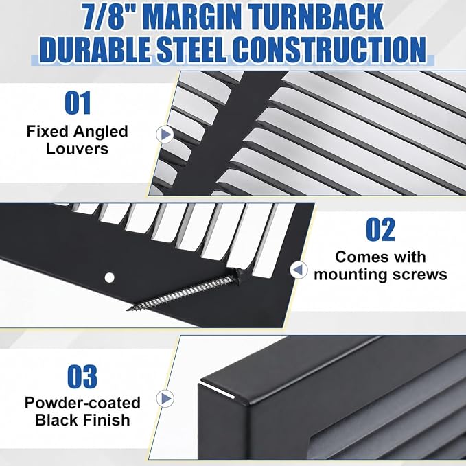 Lewtemi 2 Pack Baseboard Return Air Grille 30" x 6", Steel HVAC Vent Cover - Image 3
