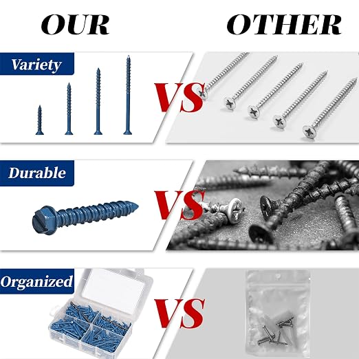 220Pcs 1/4" & 3/16" Hex Concrete Screw & Drill Bit Set, - Image 5
