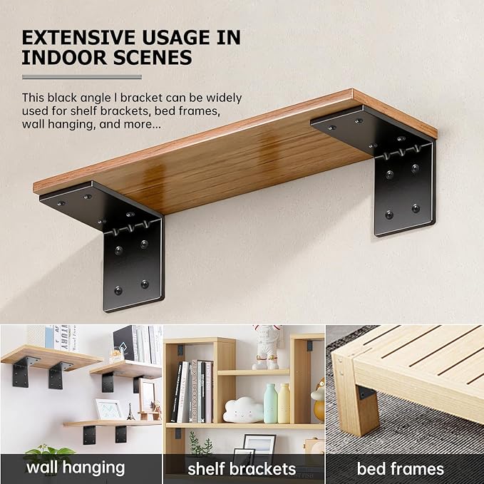 4 PCS Heavy Duty Steel Corner Brackets, DIY L Shelf Brackets, Metal Joint - Image 5