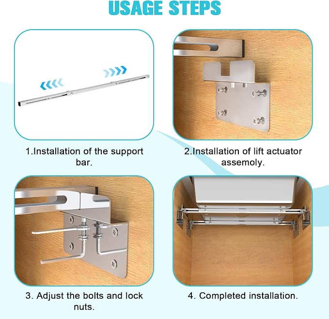 71-100cm Undermount Sink Brackets Kit, Adjustable Stainless Steel Support - Image 6