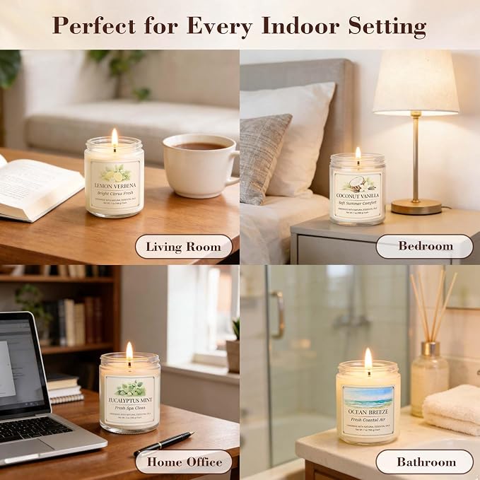 6 Pack Scented Candles Gift Set, 42oz Soy Candles, Jar Candles - Image 8