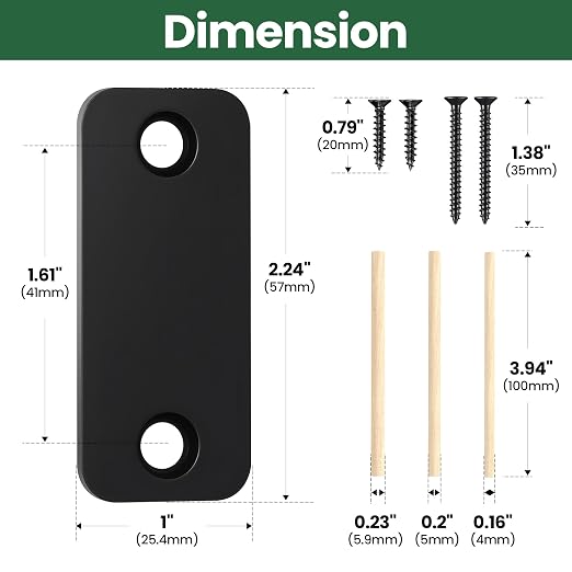 Blank Door Hole Cover Plate 1" x 2-1/4", Round Corner Deadbolt Strike Plate | - Image 3