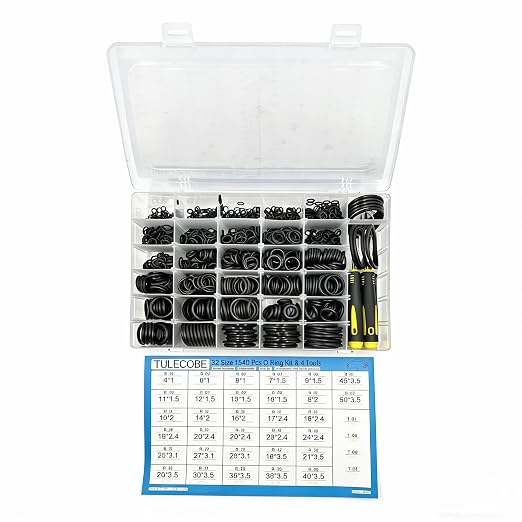 32 Size 1540 Pcs Universal Metric Nitrile Rubber O Ring Assortment Kit & 4 Tools - Image 3