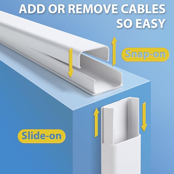 ZhiYo 64" Cord Covers for 4-7 Wires on Wall, 1.54" W x 0.75" H | Paintable TV - Image 4