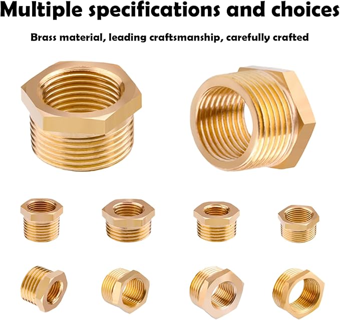 Brass Pipe Fitting Reducer Hex Bushing 3/4 NPT Male x 1/2 NPT Female Adapter - Image 6
