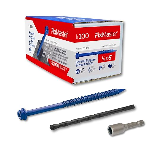 1/4 x 6 Hex Head Blue Concrete Screw Anchors by Unknown