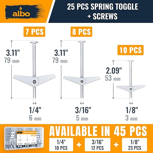ALBO 25-Piece Heavy Duty Hollow Wall Anchors Kit - Image 2