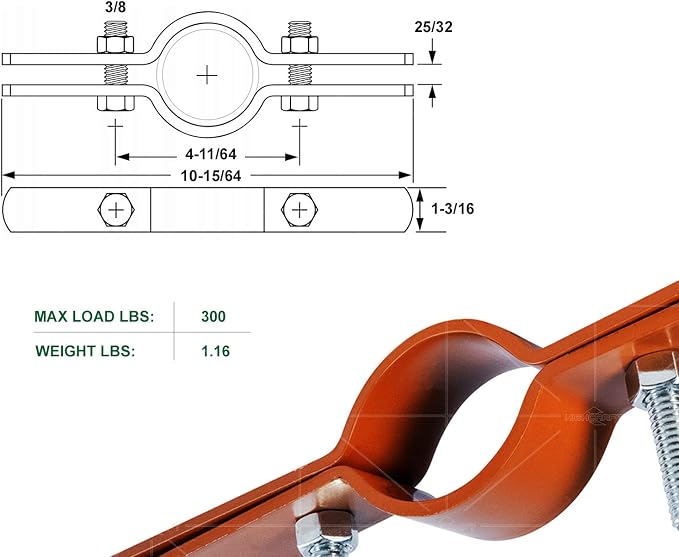 Highcraft DMST-FD02 Riser Clamp Vertical Pipe Hanger, PEX 2 in. Copper Epoxy - Image 8