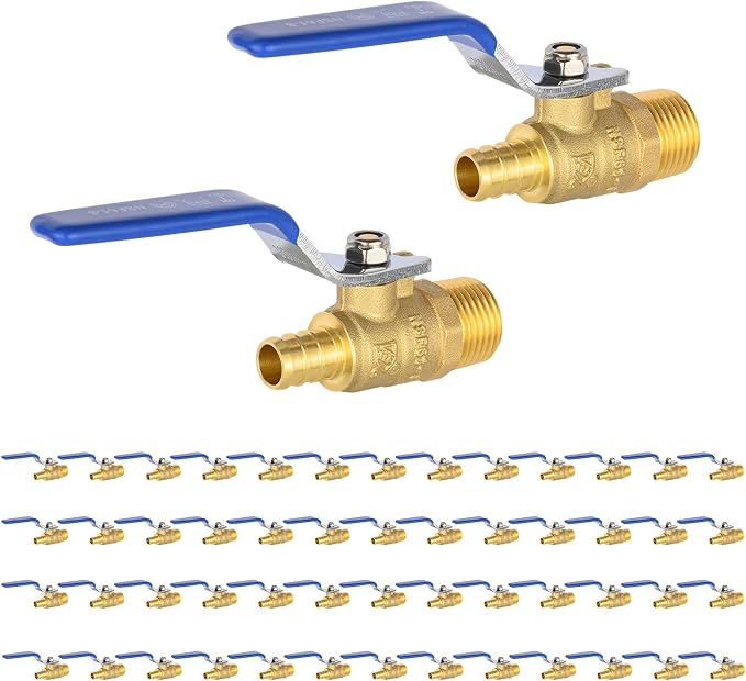 EFIELD 1/2 Inch Crimp Pex X 1/2 Inch NPT Male Brass Full Port Shut-off Ball by EFIELDPEXTUBING