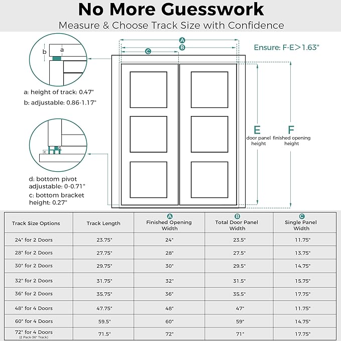 Closet Bifold Door Hardware & 2 x 30 Track Kit, Combine - Image 5