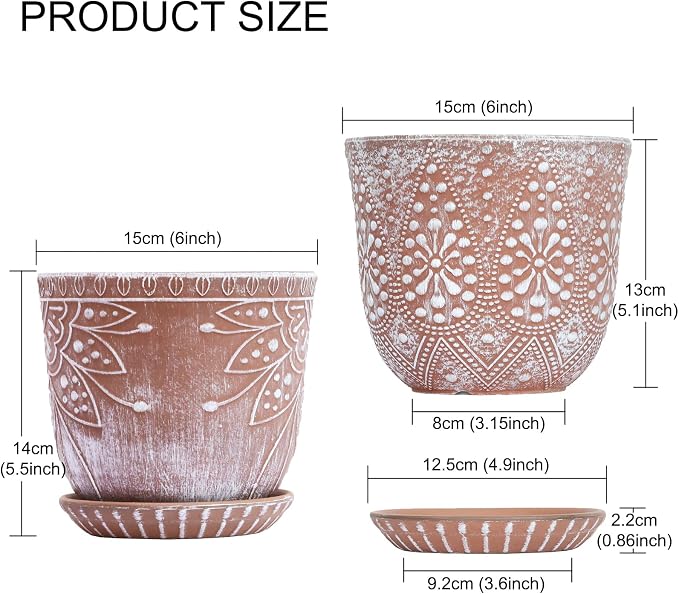 Gepege Ceramic Plant Pots, 6 Inch Indoor Planters - Image 2