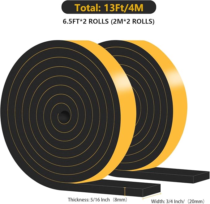 Weather Stripping, High Density CR, Strong Adhesive, 3/4 in x 5/16 in x 13Ft | - Image 3