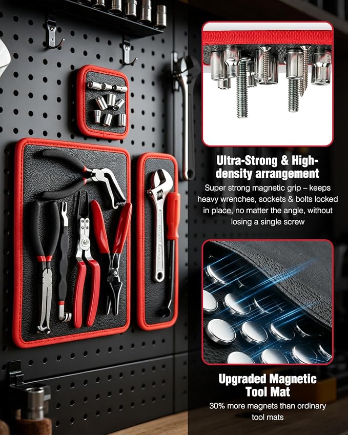3 Pcs Flexible Magnetic Tool Mat, 40LB Strong Magnetic Mat - Image 3