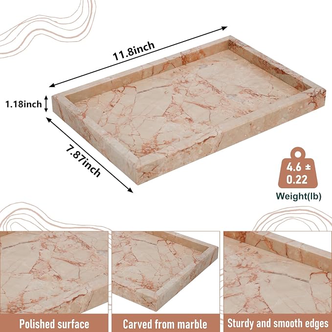 Marble Bathroom Tray, Pure Natural Vanity Tray | Marble Trays - Image 4