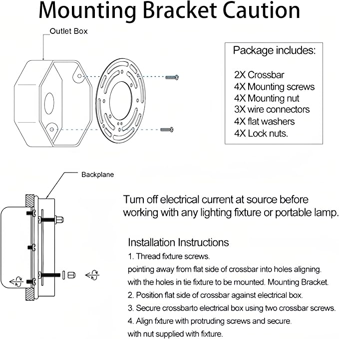 2 Pack Universal Light Fixture Mounting Bracket, 4 Inches Diameter Steel Round - Image 8