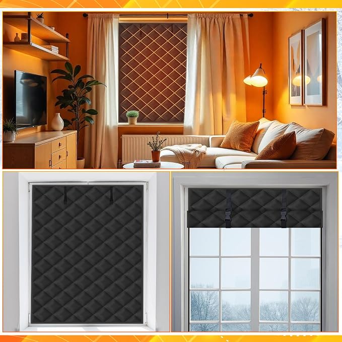 Fanfanwin 2 Pcs 63 x 39 Inches Window Insulation Curtain Kit Winter Thermal - Image 6