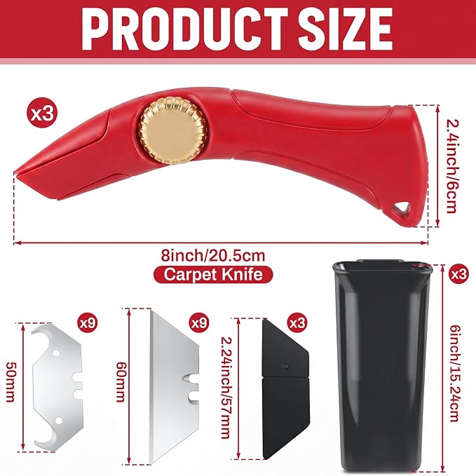 WILLBOND 3 Pack Heavy Duty Fixed Roofing Knife - Image 2