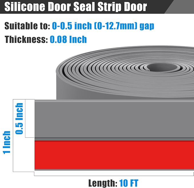 Draft Seal Tape for Doors and Windows 1 in x 10 Ft Silicone Weather Stripping - Image 2