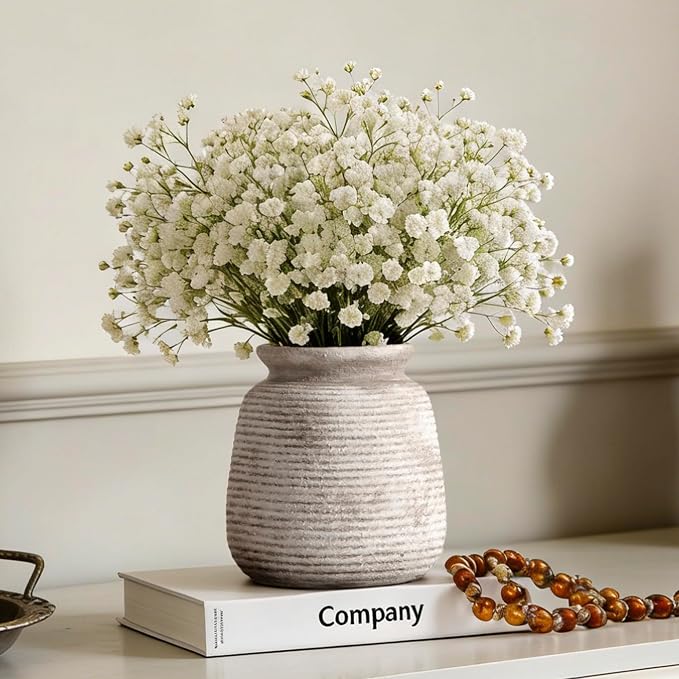 Ceramic Flower Vase, Small Vase Rustic Farmhouse Vases Home Decor Short Pottery - Image 8