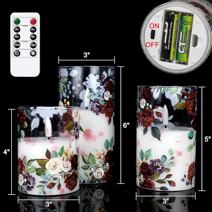Rose Glass Flameless Candles Battery Operated - Image 6