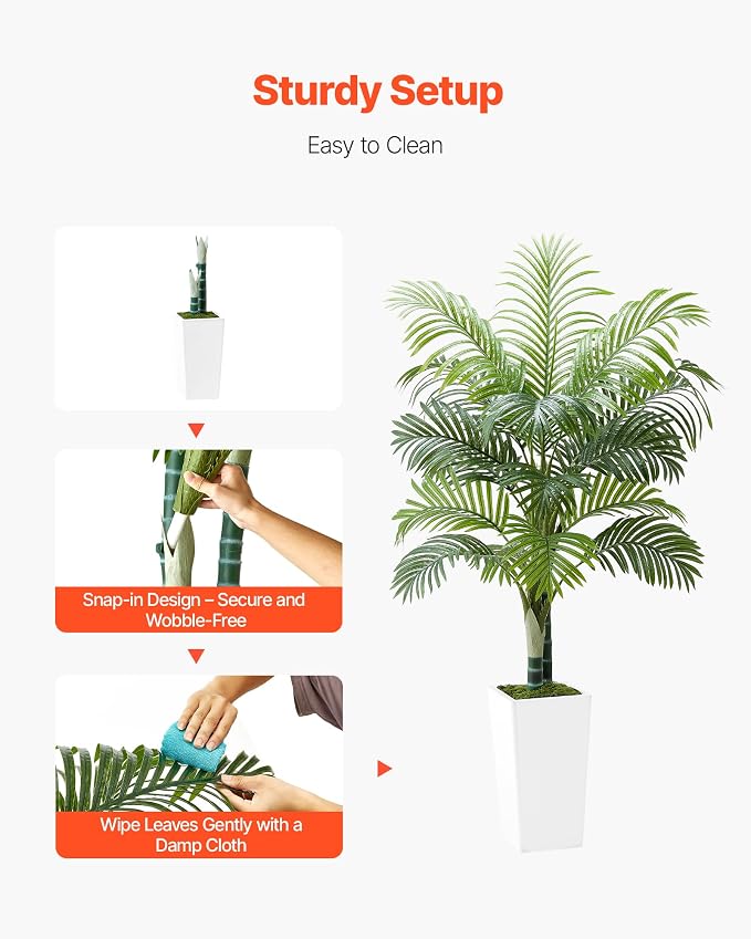 VEVOR Artificial Areca Palm Tree 5 ft, Fake Palm Tropical Plants - Image 4