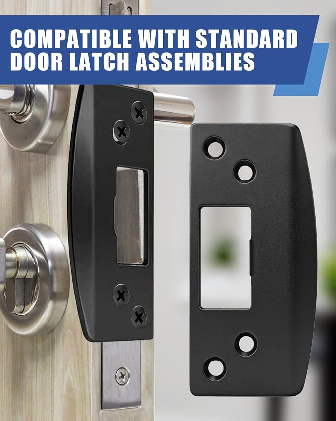 Black Extra Large Door Strike Plate, Adjustable Door Strike Plate, Large-Hole - Image 7