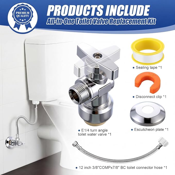 Dreyoo Complete Toilet Shut Off Valve Set - Image 3