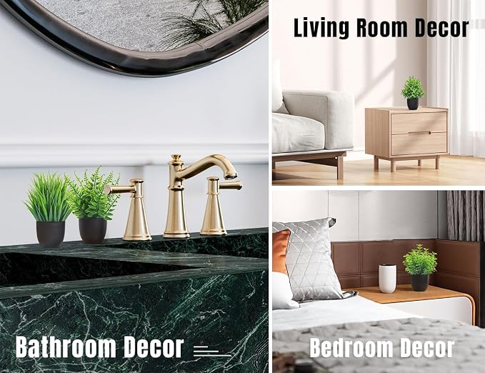 Der Rose 4 Pack Small Fake Plants in Black Pots, Bathroom Office Decor | - Image 6