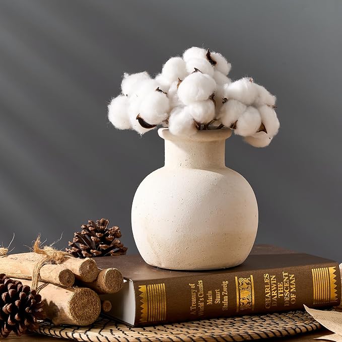 SIDUCAL Ceramic Rustic Farmhouse Vase | 6 Inch Pottery Decorative Boho Flower - Image 6
