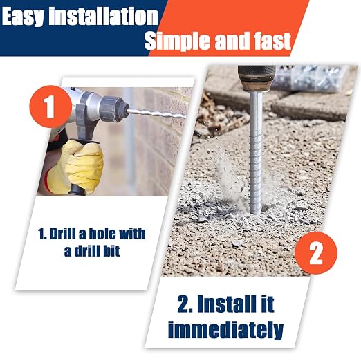 Tandefio 20 Pack 5/8 x 7 Concrete Anchors and Screw Kits Galvanized | Large - Image 4