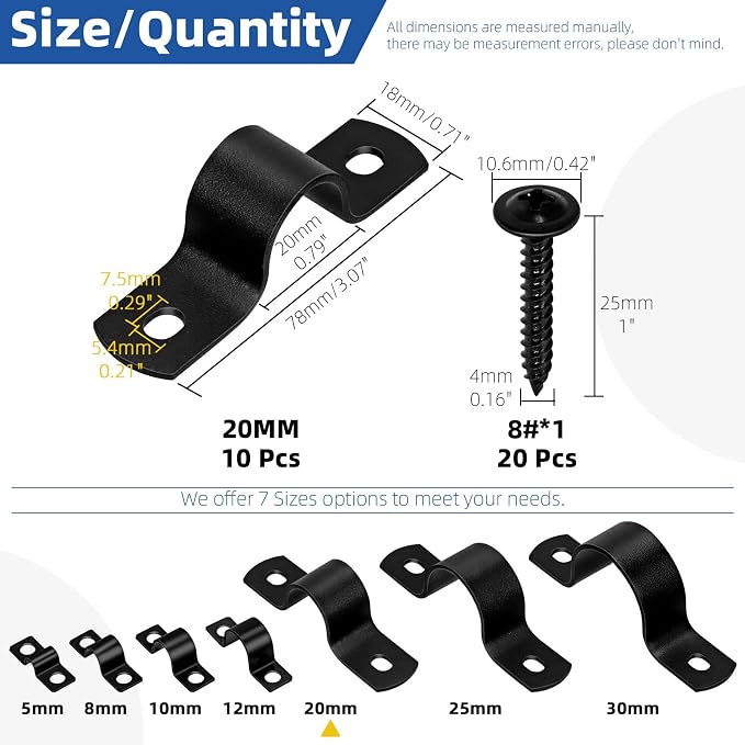 Glarks 10pcs 20mm Pipe Strap Clamp - Image 2